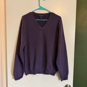 Brooks brothers purple merino wool blend v neck men’s sweater size medium